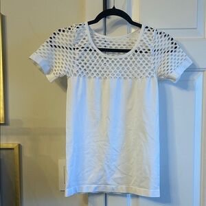 VENUS White Short Sleeve Mesh Top